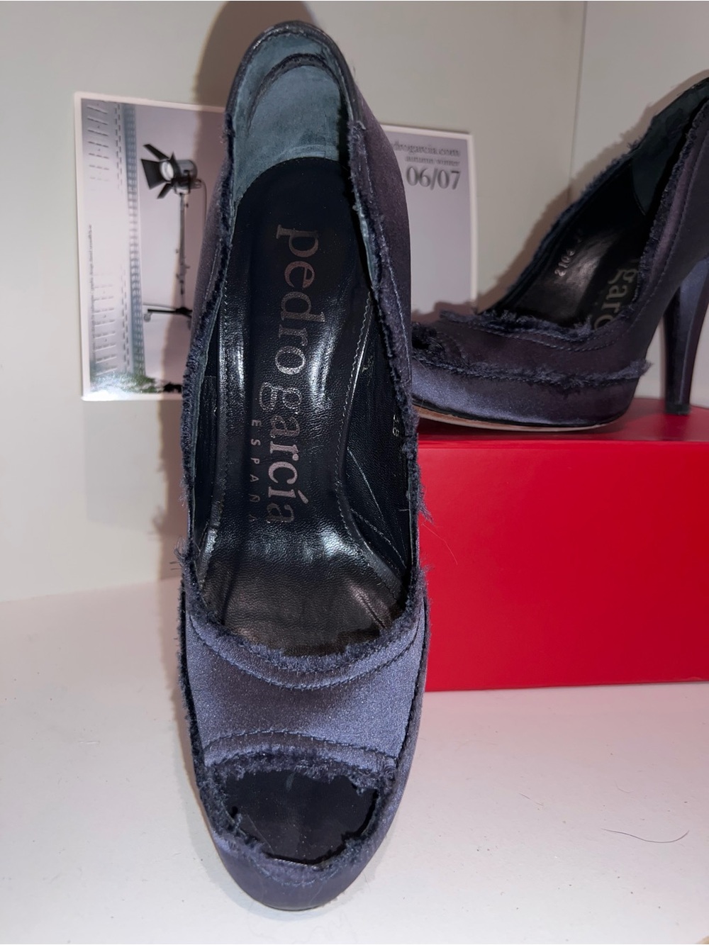 💙Pedro Garcia Navy Peep-Toe Suede High Heels💙
